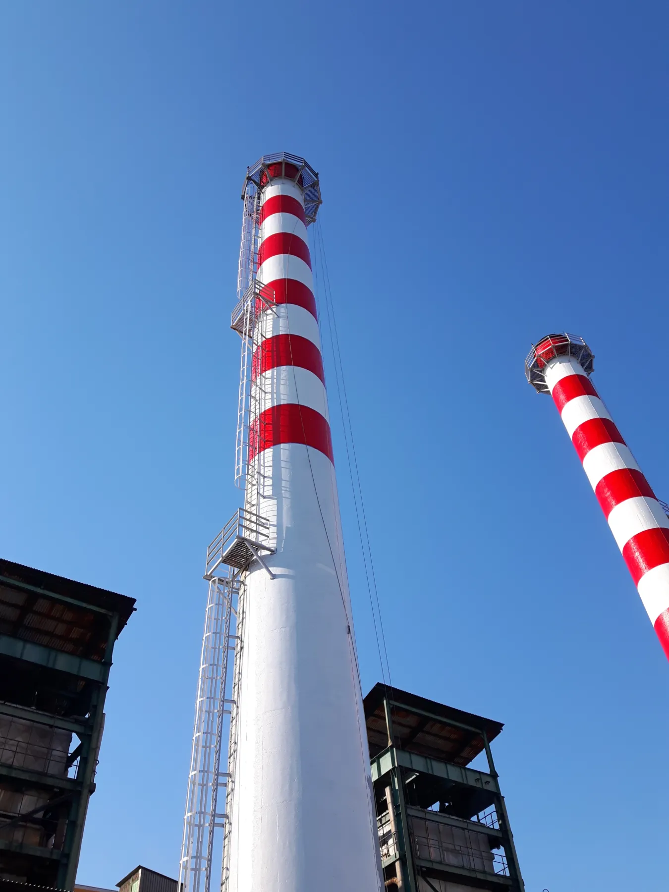 Power Plant 2 Industrial Chimneys 50 m Painting