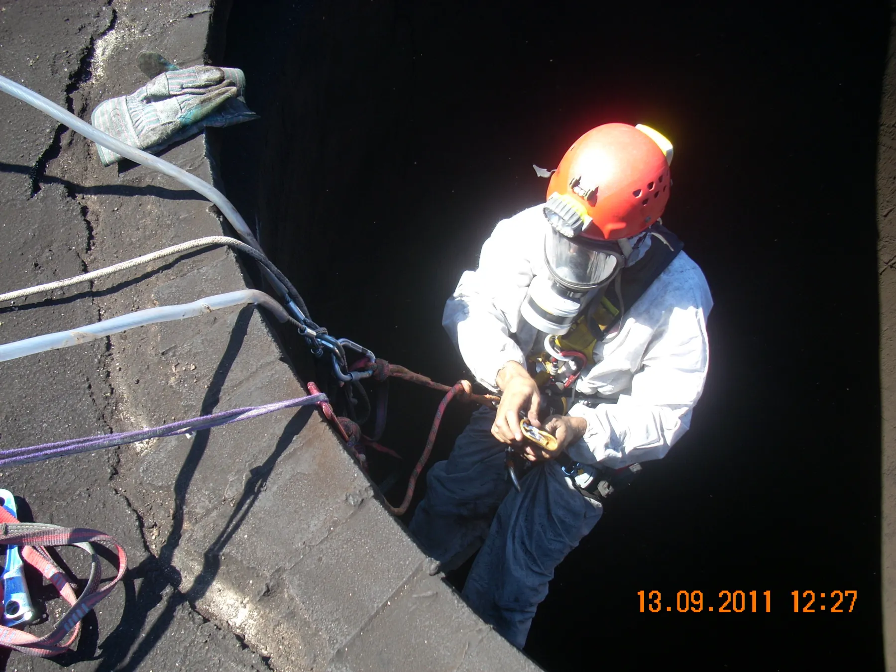 Power Plant Chimney Inspection Safety Net Installation