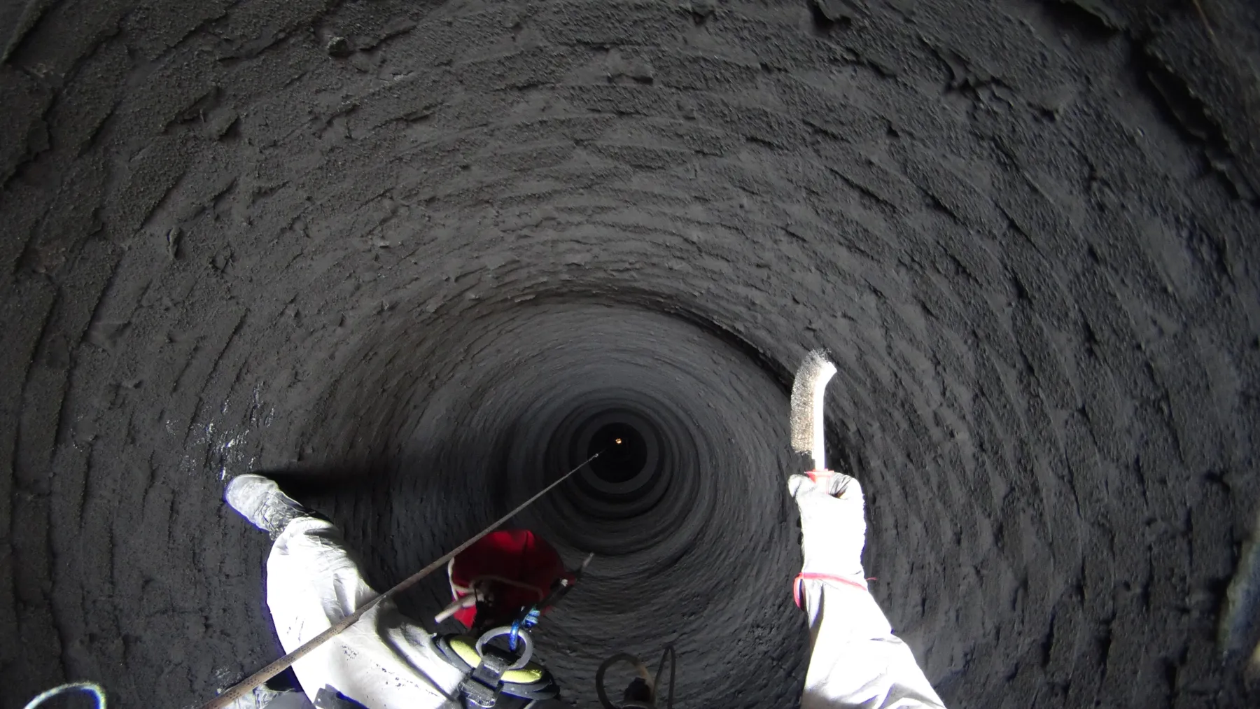 Power Plant Chimney Inspection Safety Net Installation