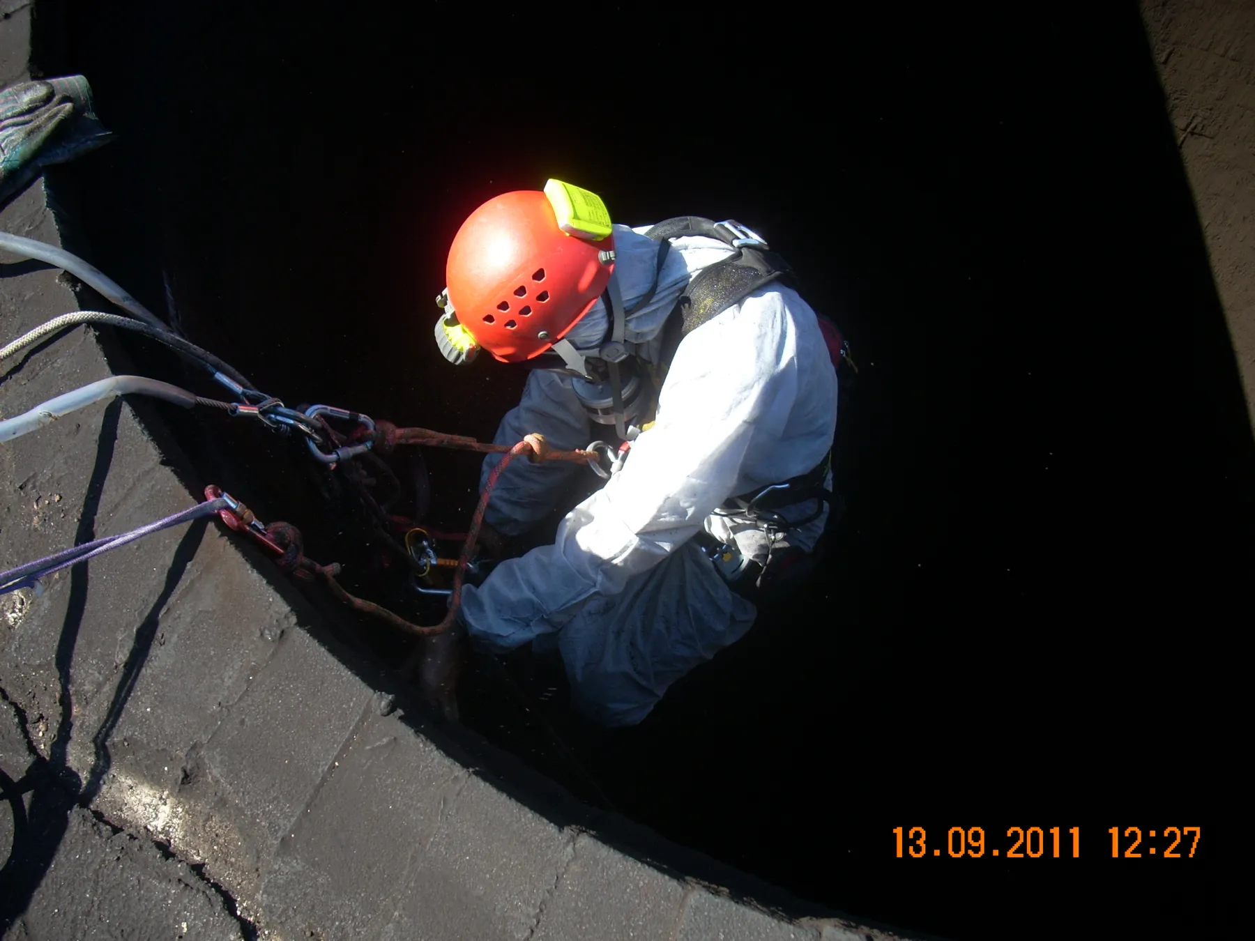 Power Plant Chimney Inspection Safety Net Installation